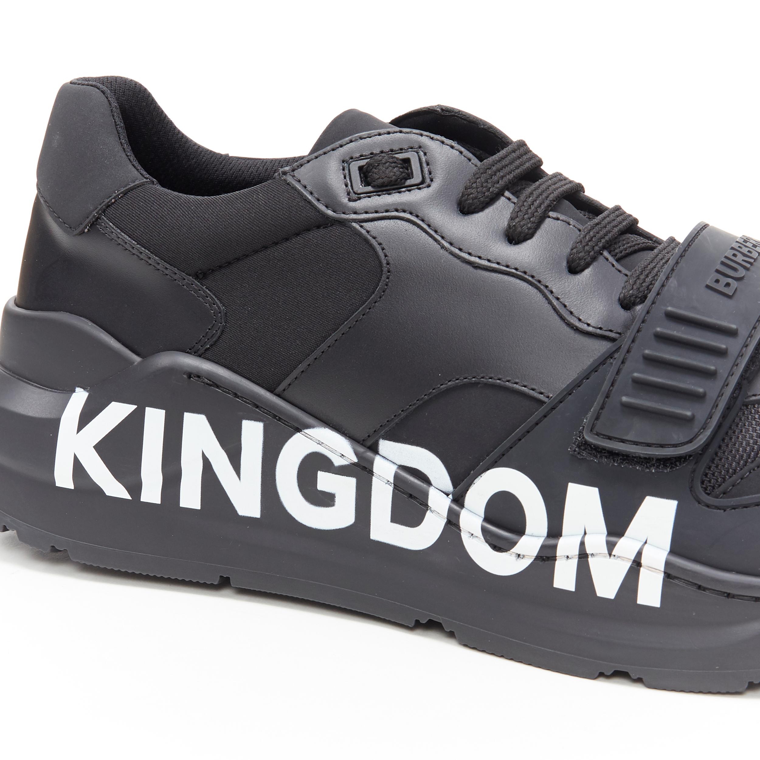 new BURBERRY TISCI Ramsey KINGDOM black leather low top chunky sneakers EU43 1