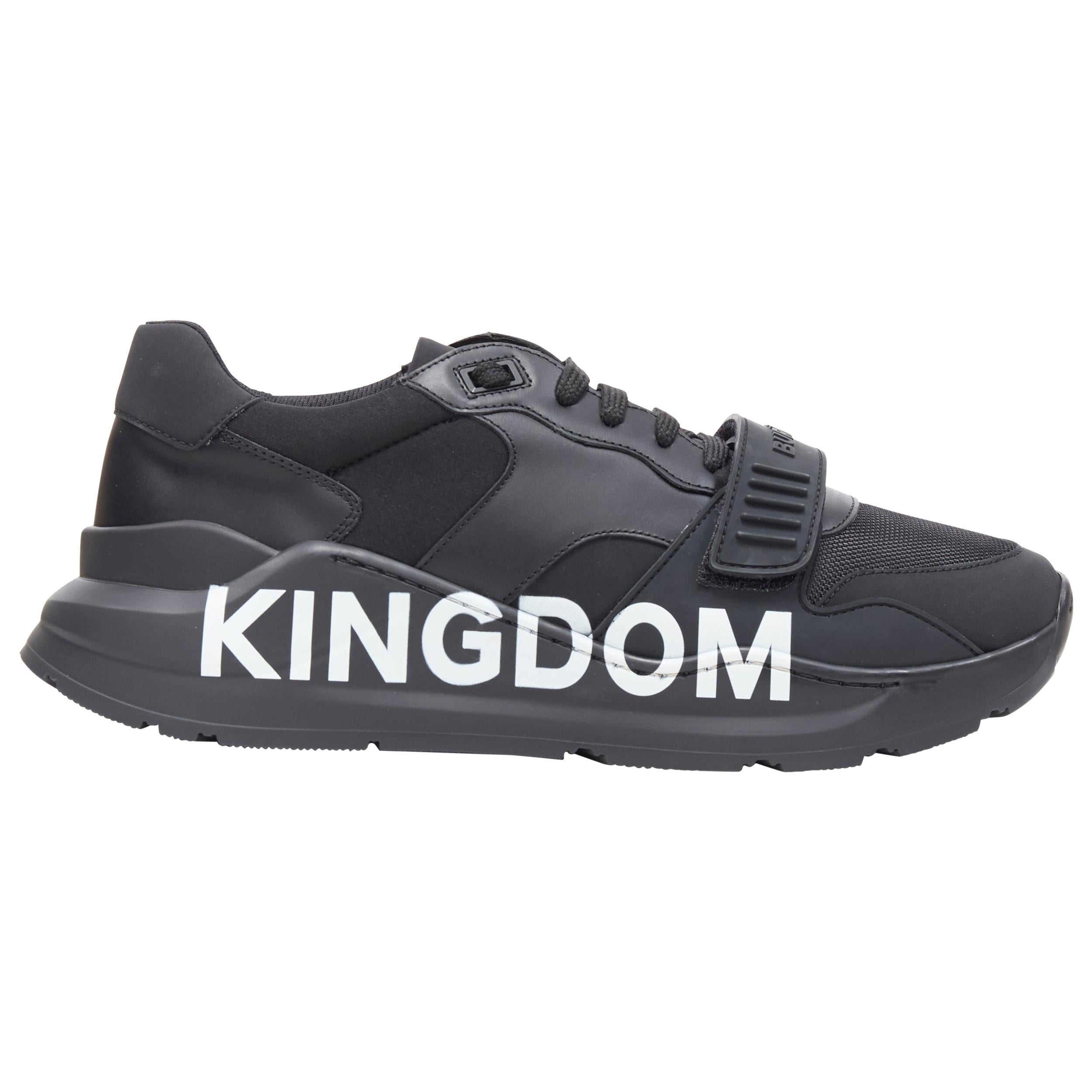 new BURBERRY TISCI Ramsey KINGDOM black leather low top chunky sneakers EU43