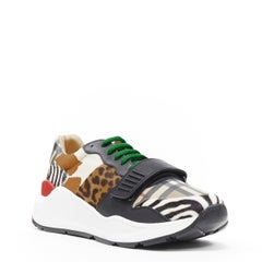 new BURBERRY TISCI Ramsey Mixed Wild Animal print low top chunky sneakers EU41