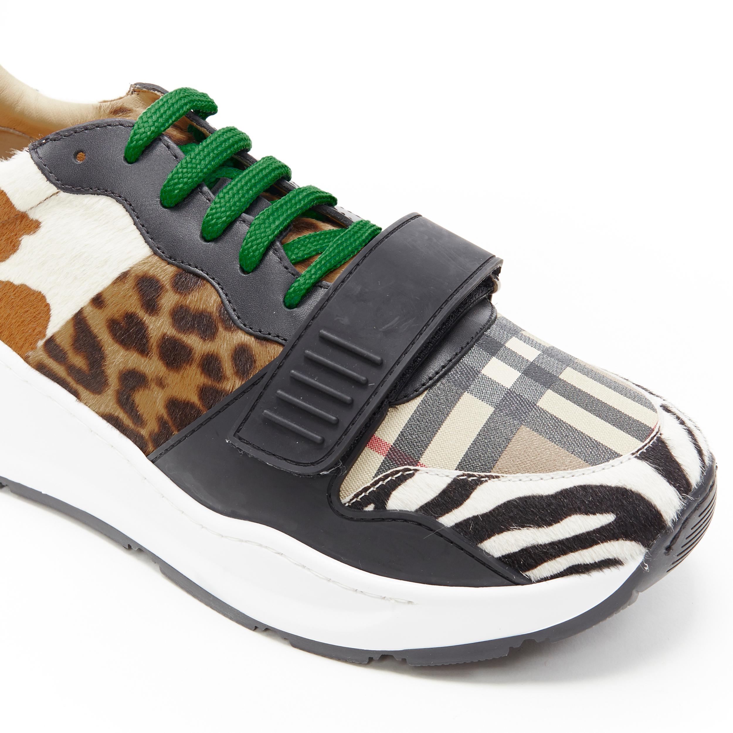 Men's new BURBERRY TISCI Ramsey Mixed Wild Animal print low top chunky sneakers EU41