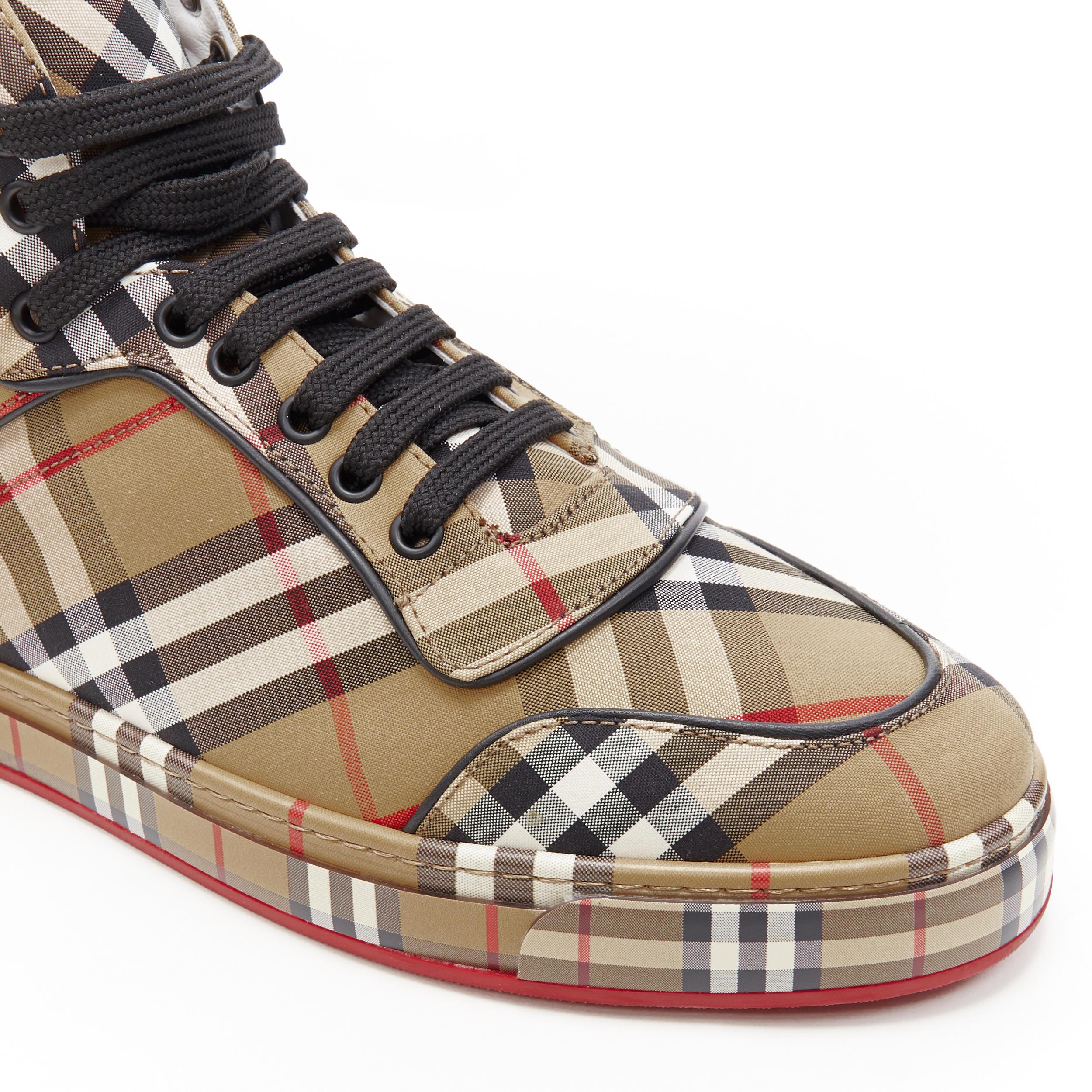 new BURBERRY TISCI Redford Antique Yellow House Check high top sneakers EU42 4