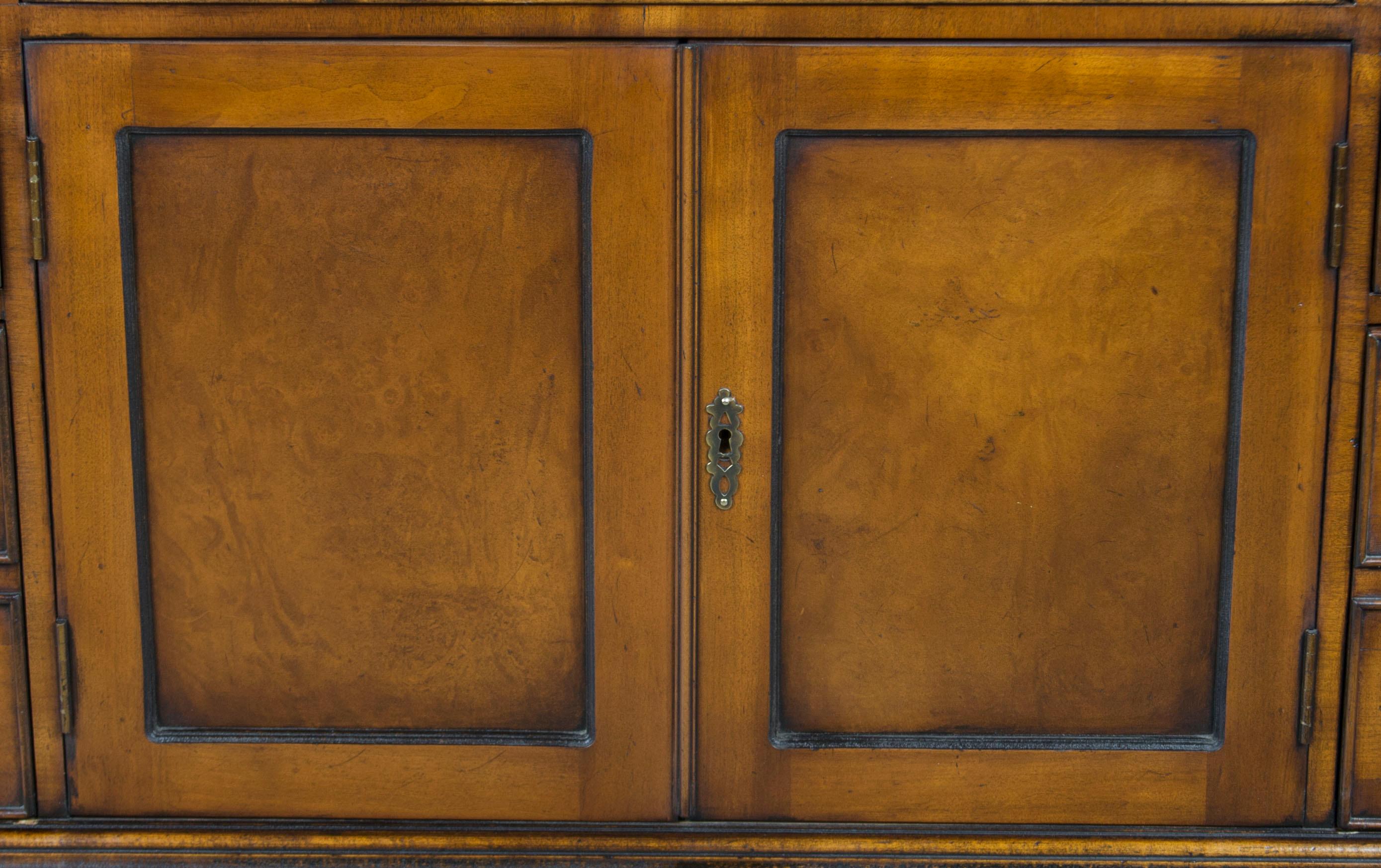 Contemporary New Burl Walnut Long Credenza File Cabinet