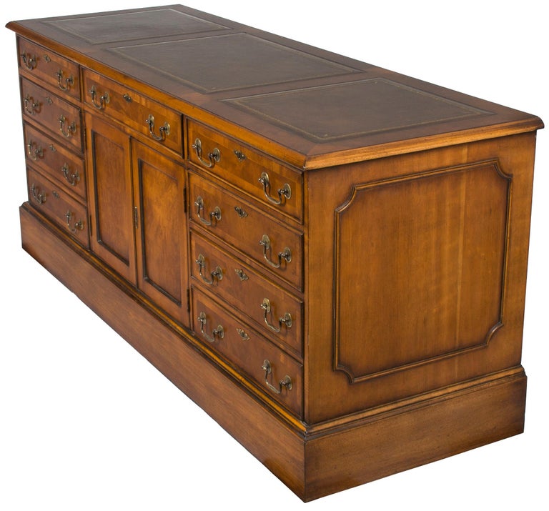 New Burl Walnut Long Credenza File at 1stDibs