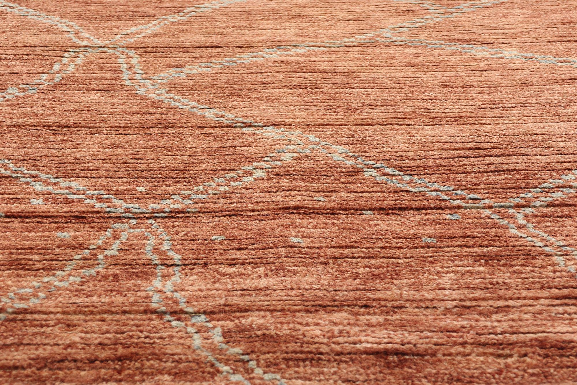 Nueva Alfombra Marroquí Moderna Cascada Siena Quemada, 08'05 x 10'06 Anudado a mano en venta