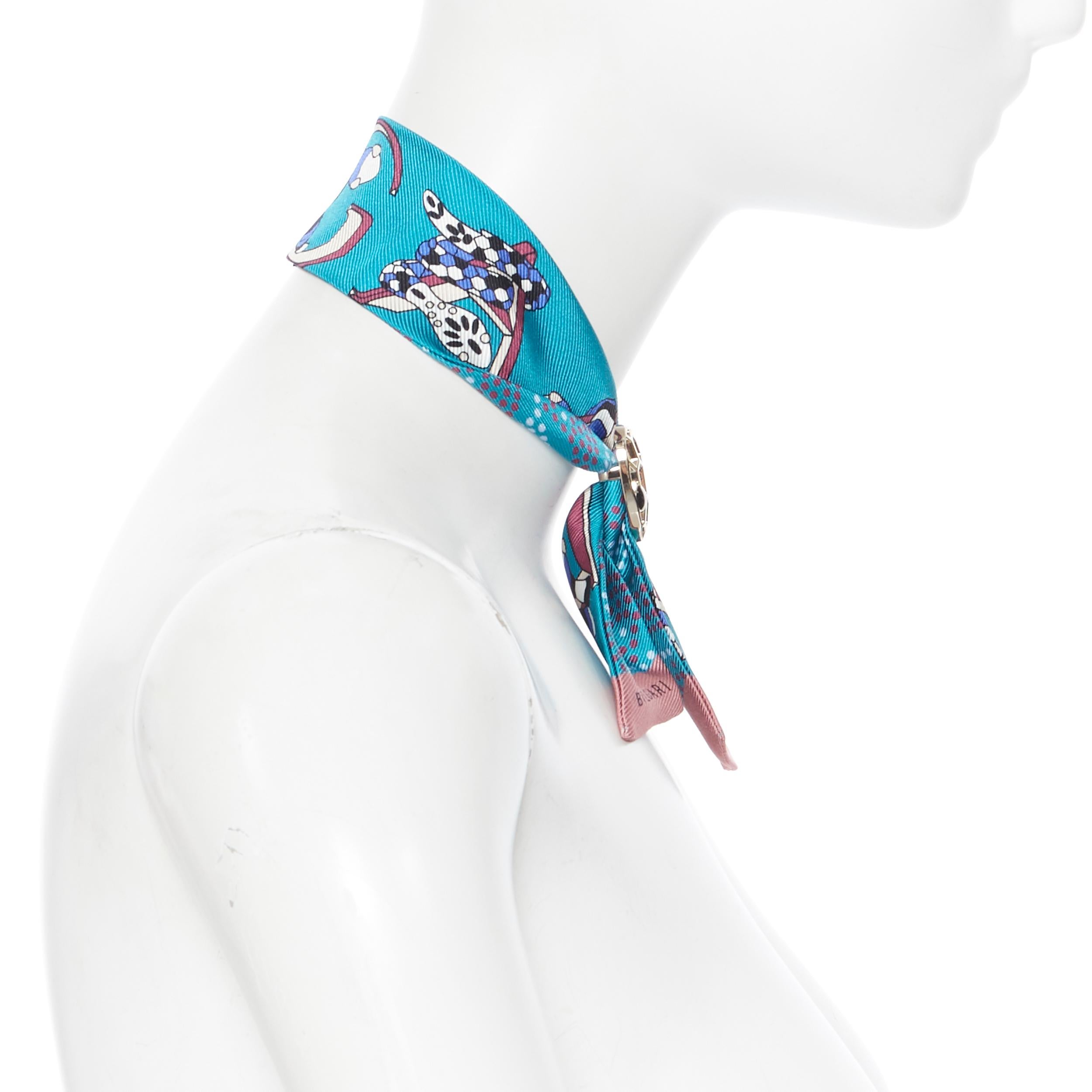 nuevo BVLGARI Serpenti Tie Me Signature Shelleys pañuelo cuello bolso twilly seda azul en Nuevo Estado en Hong Kong, NT