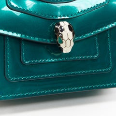 new BVLGARI Serpentine Forever emerald green patent snake flap mico bag charm
