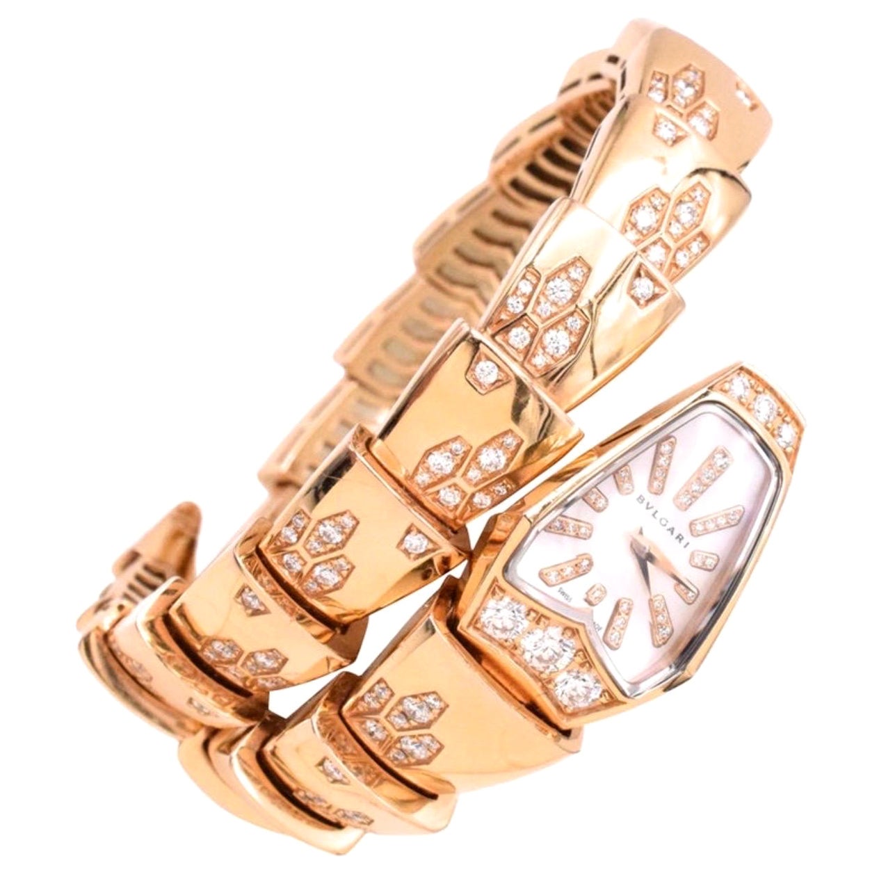 Neu Bvlgari Tubogas Serpenti Scaglie Damen SPP26WGD1GD11T Uhr mit Box +Papier
