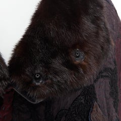 new BY WALID fully mink fur lined chinese embroidery patchwork parka coat M