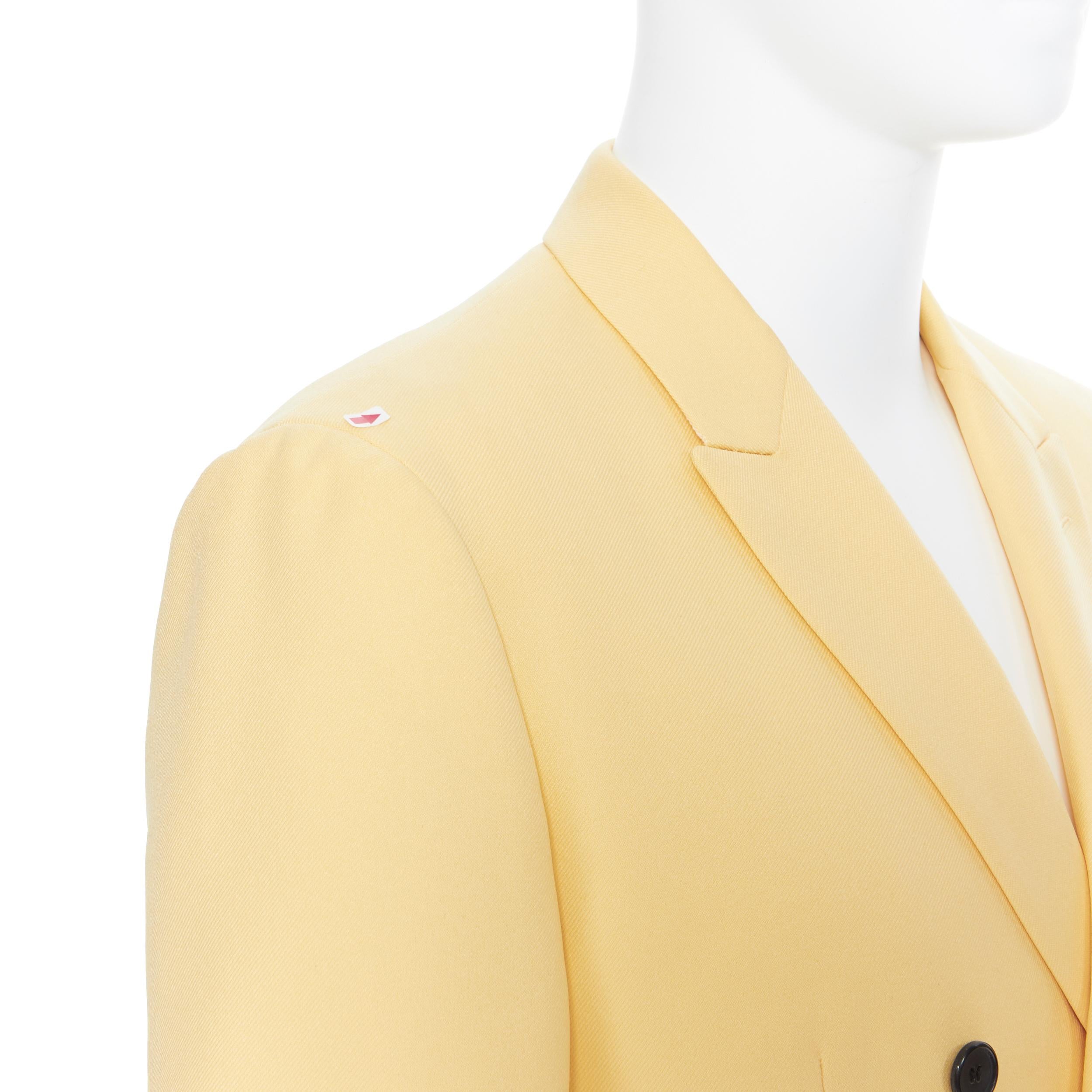 new CALVIN KLEIN 209W39NYC pastel yellow double breasted blazer jacket US40 1