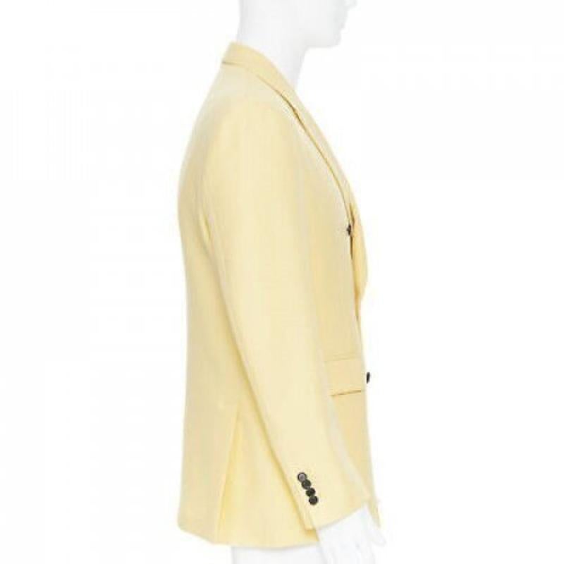 new CALVIN KLEIN 209W39NYC pastel yellow double breasted blazer jacket US40 L In Excellent Condition In Hong Kong, NT