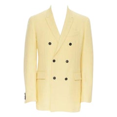 neu CALVIN KLEIN 209W39NYC pastellgelbe doppelreihige Blazerjacke US40 L