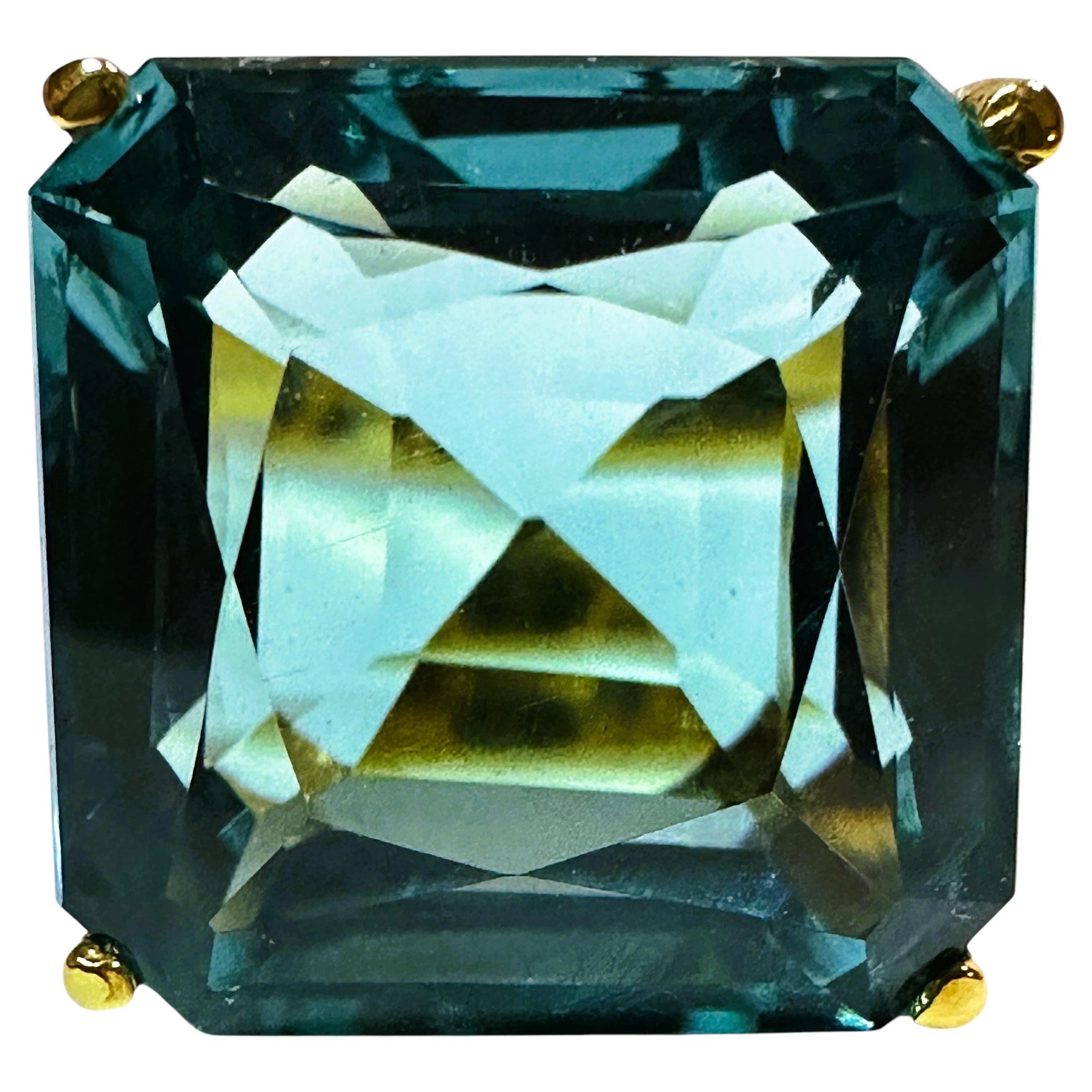 New Cambodian 13.75 ct Ocean Blue Zircon and Sapphire YGold New Cambodian 13.75 ct Ocean Blue Zircon and Sapphire YGold