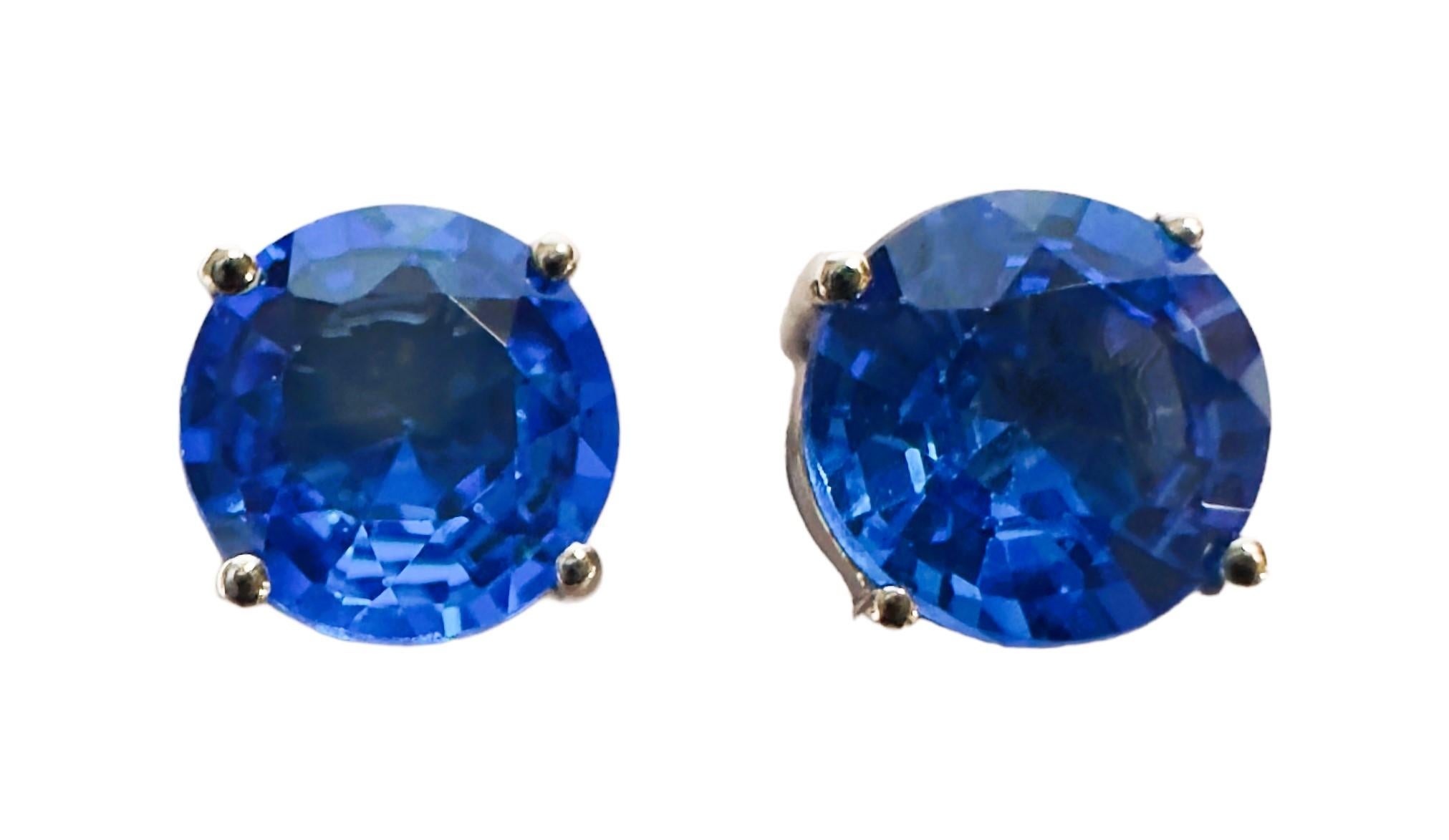 Art Deco New Cambodian 4.30 ct Cobalt Blue Zircon Sterling Earrings For Sale