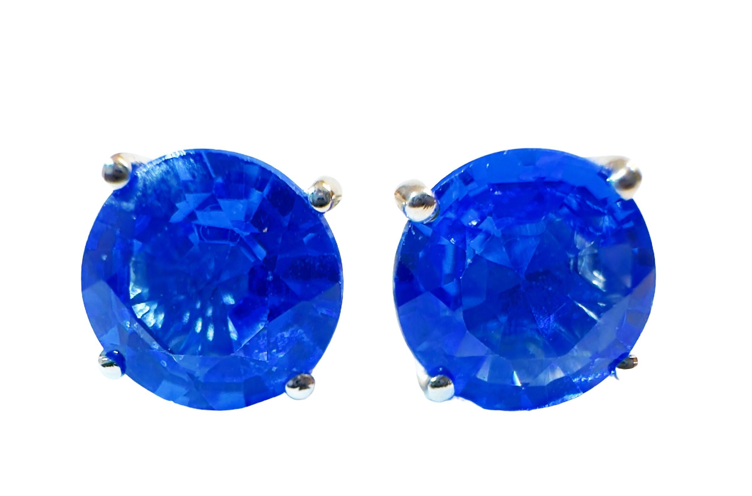 New Cambodian 4.30 ct Cobalt Blue Zircon Sterling Earrings In New Condition For Sale In Eagan, MN