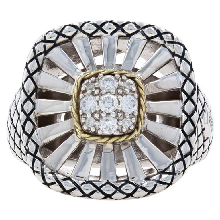 For Sale:  New Candela Diamante Ring, Sterling Silver & 18k Gold Diamonds ACR241/20