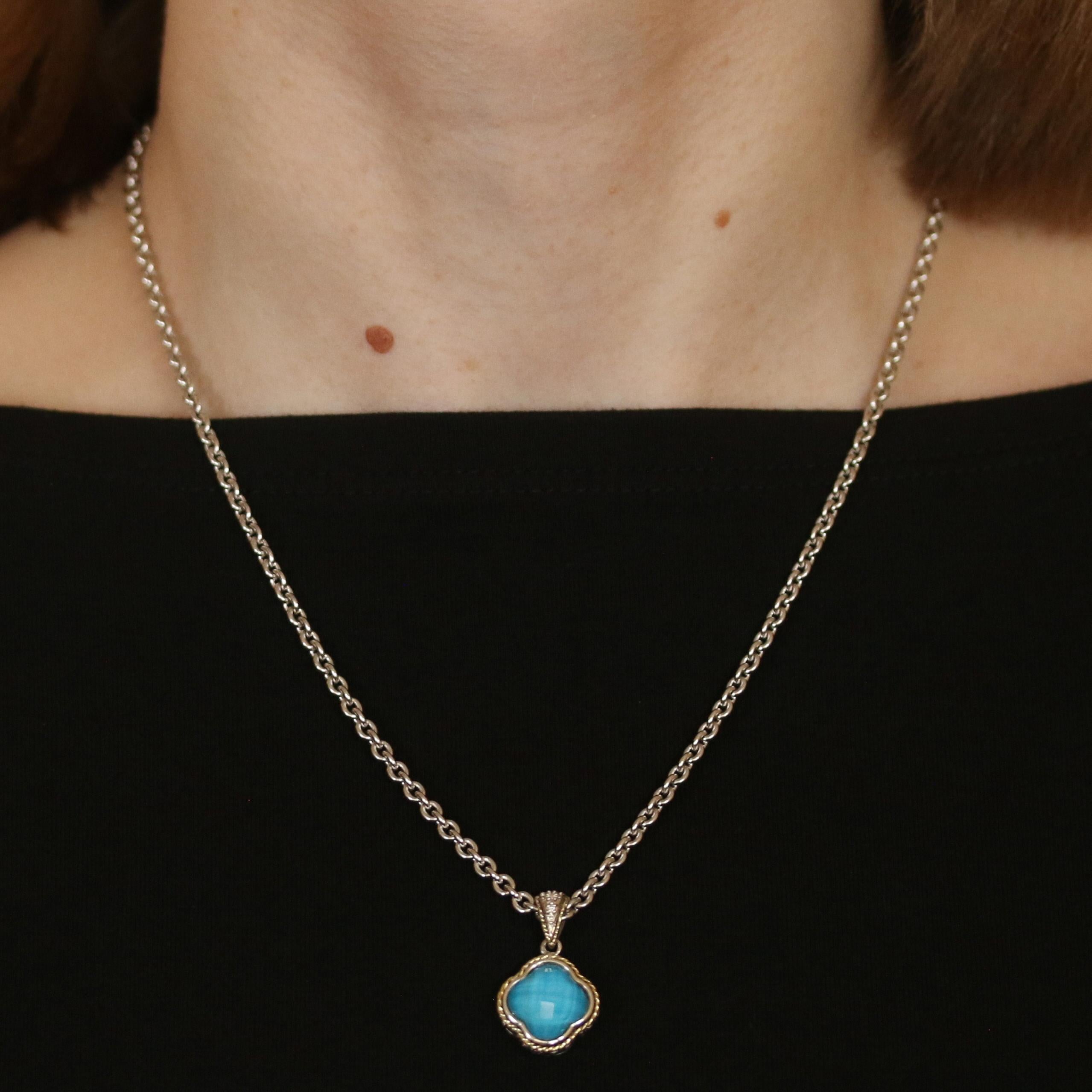 Kandelaber Türkis Doublet Anhänger Kette Sterling Silber 18k Gold ACP13002TQ (Rundschliff)