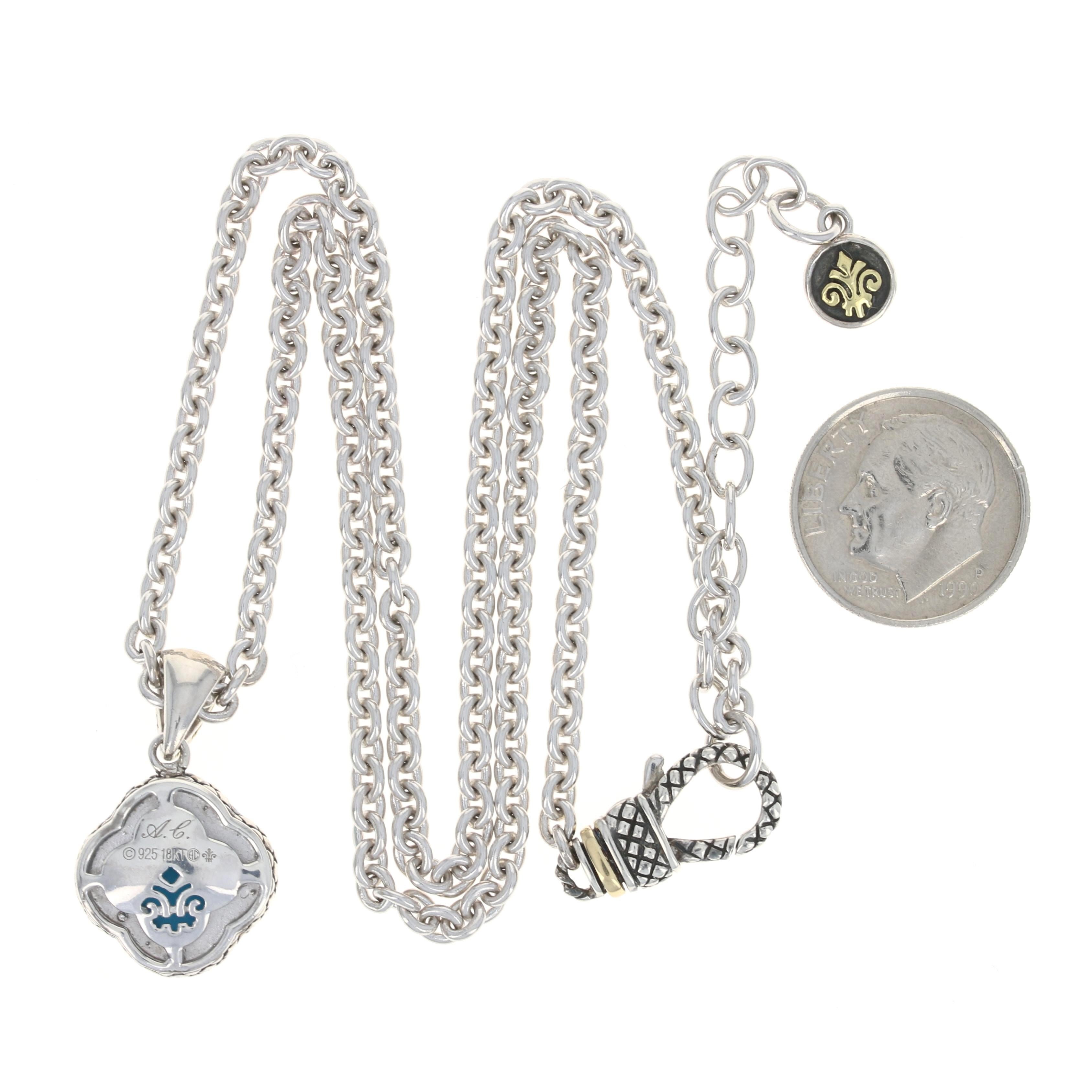 Kandelaber Türkis Doublet Anhänger Kette Sterling Silber 18k Gold ACP13002TQ im Zustand „Neu“ in Greensboro, NC