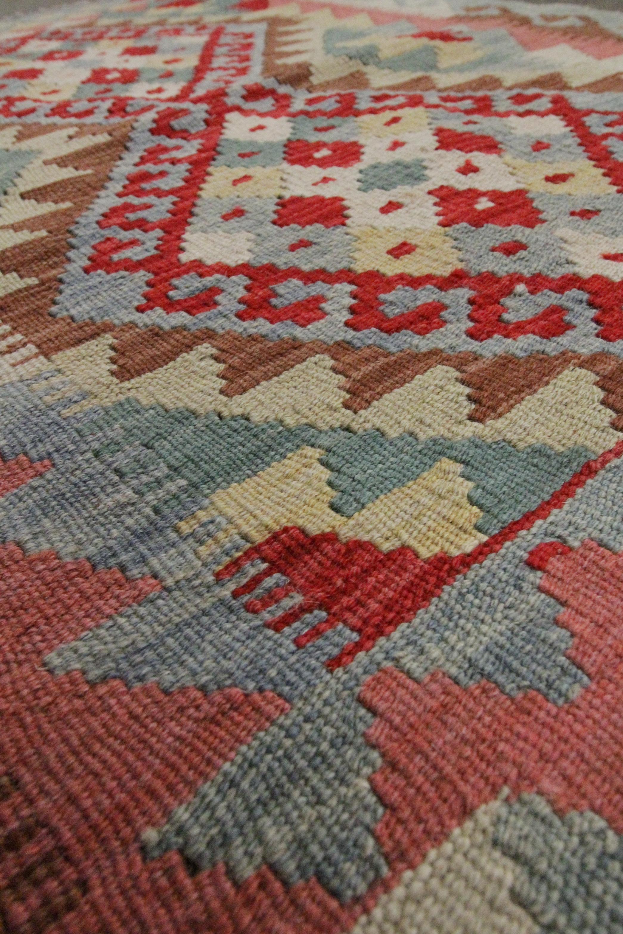 New Carpet Traditional Handmade Kilim Rug Oriental Wool Blue Red Rug 4