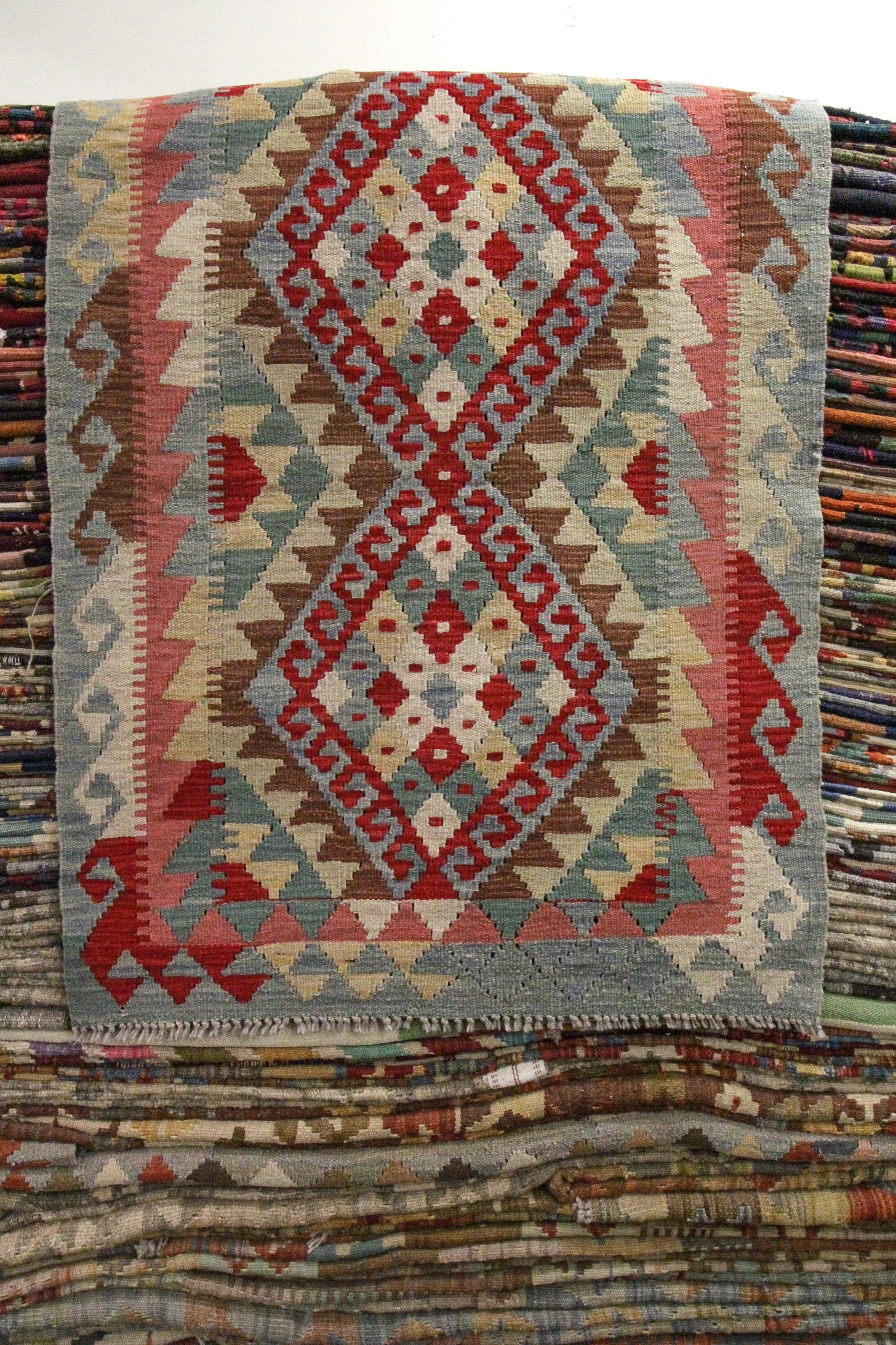 New Carpet Traditional Handmade Kilim Rug Oriental Wool Blue Red Rug 5
