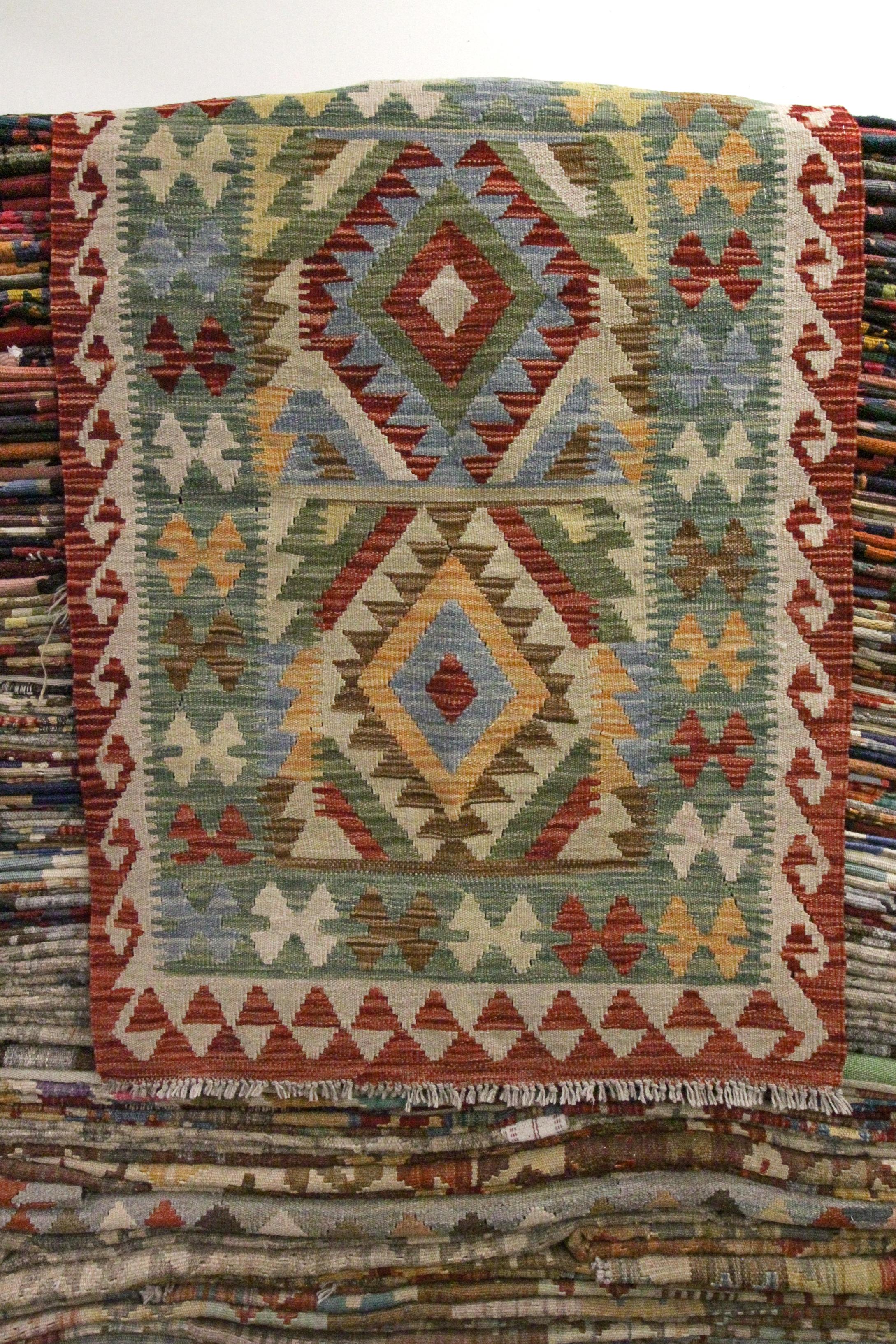 New Carpet Traditional Oriental Kilim Rug Handmade Wool Green Rug 4
