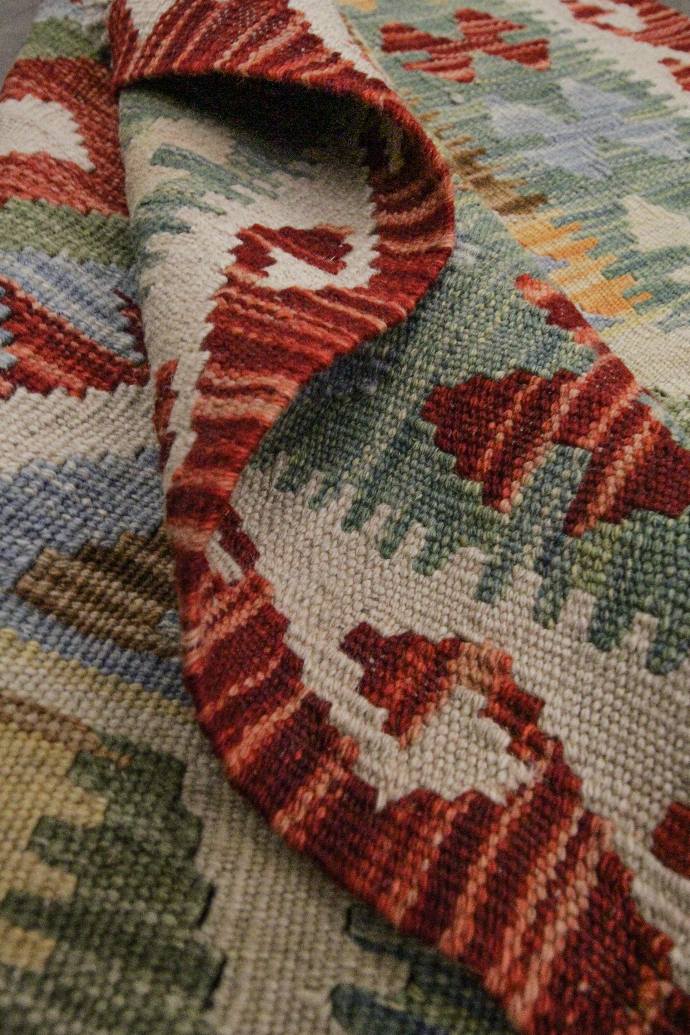 New Carpet Traditional Oriental Kilim Rug Handmade Wool Green Rug 1