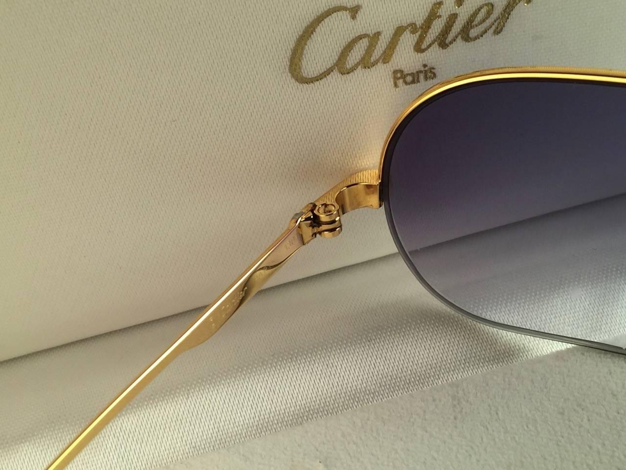 Gray New Cartier Ascot Vendome Gold 53mm Half Frame Sunglasses Elton John France For Sale