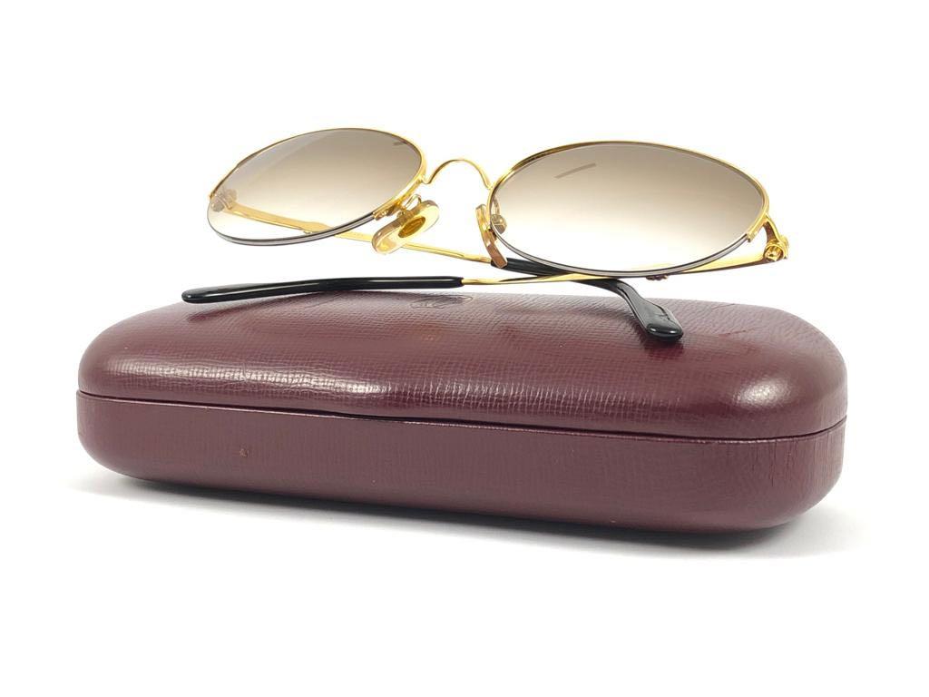 New Cartier Cabochon Half Frame 52mm Sunglasses 18k Gold Sunglasses France 6