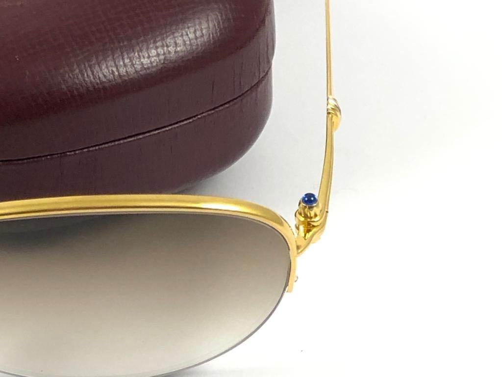 New Cartier Cabochon Half Frame 52mm Sunglasses 18k Gold Sunglasses France 1