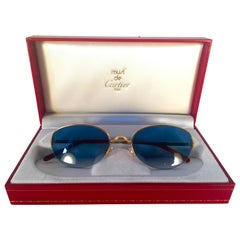 New Cartier Cabochon Half Frame 52mm Sunglasses 18k Gold Sunglasses France