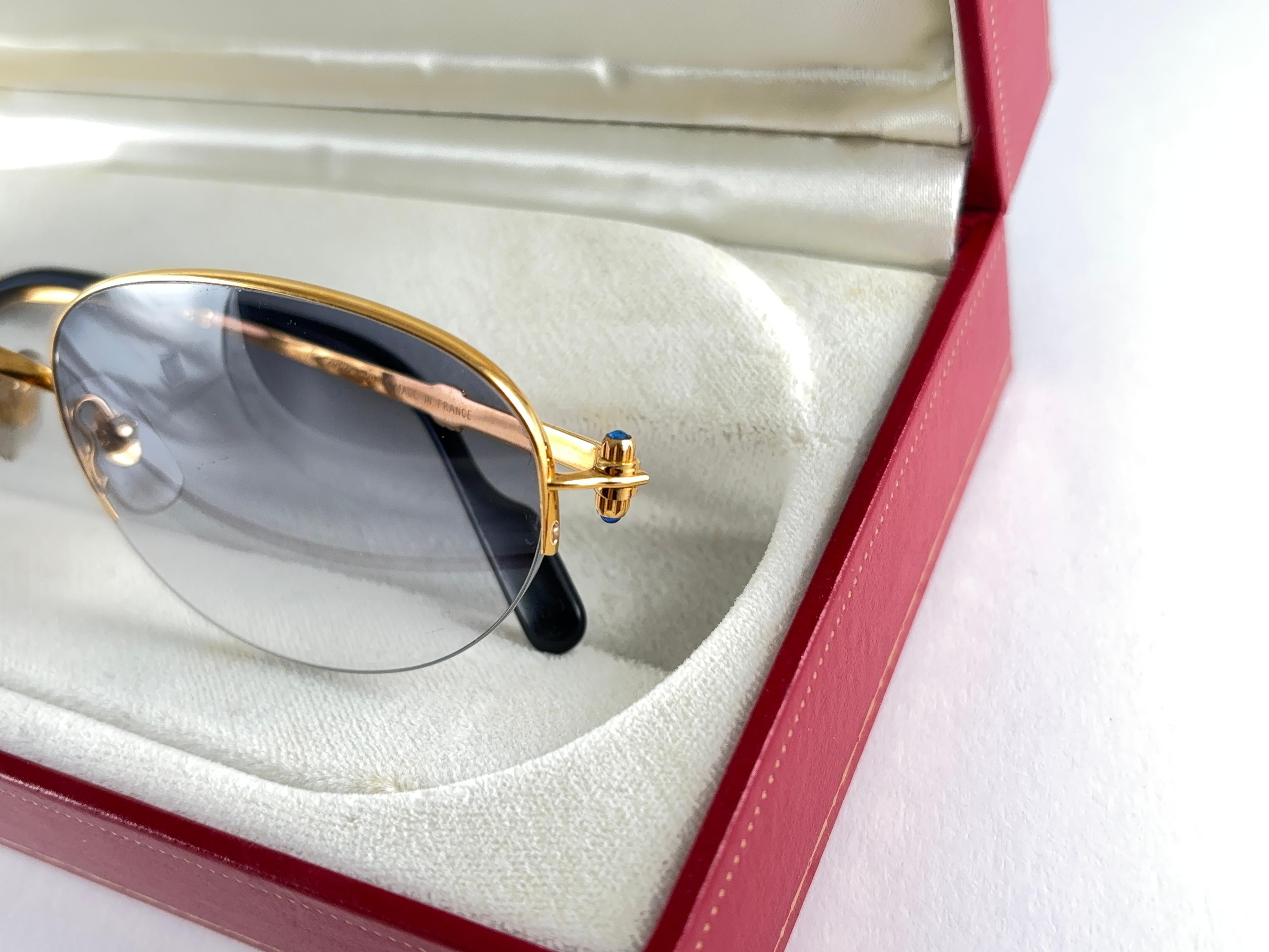 New Cartier Cabochon Half Frame 56mm Sunglasses 18k Gold Sunglasses France Neuf - En vente à Baleares, Baleares