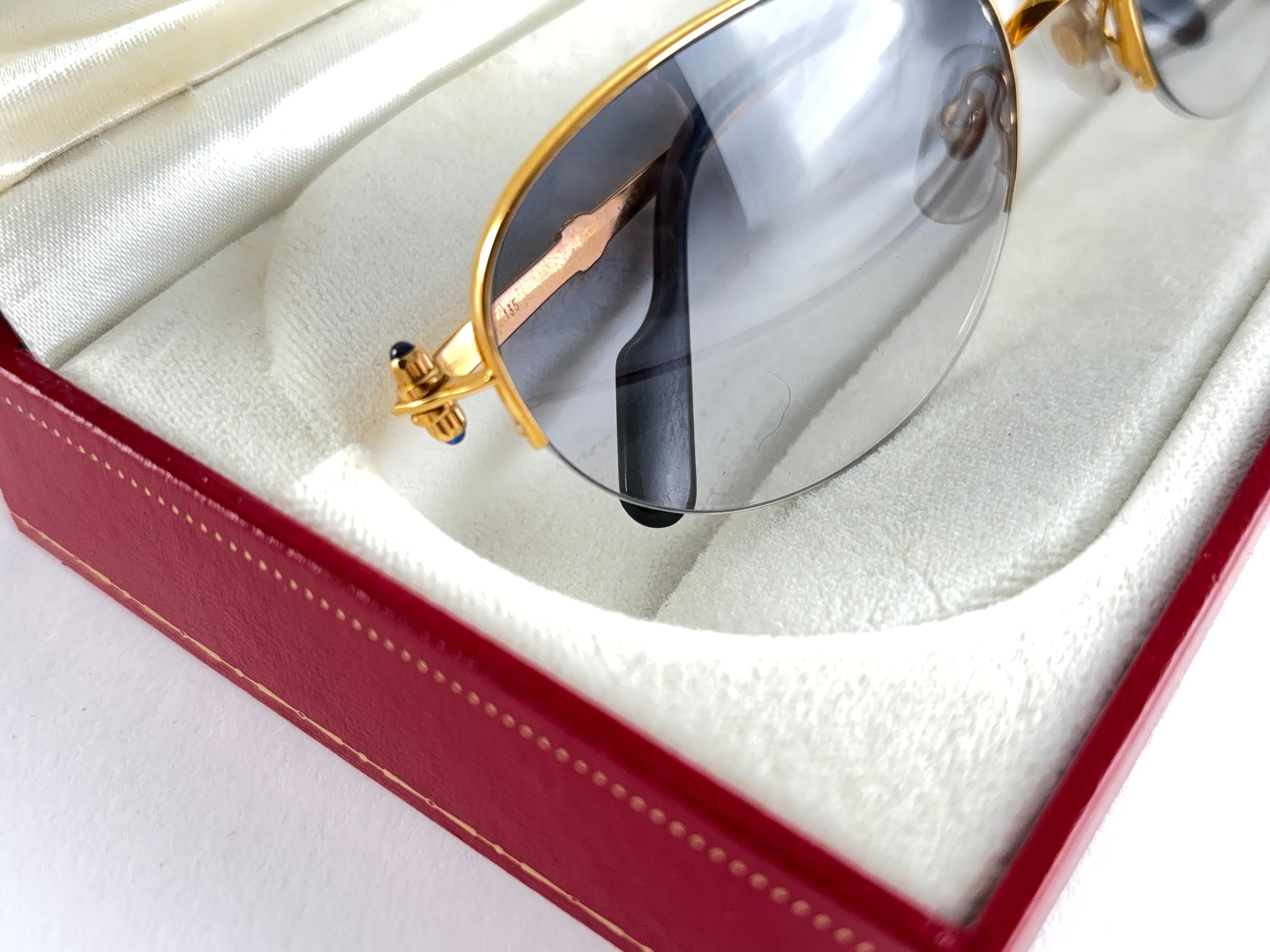 New Cartier Cabochon Half Frame 56mm Sunglasses 18k Gold Sunglasses France Unisexe en vente