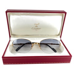 New Cartier Cabochon Half Frame 56mm Sunglasses 18k Gold Sunglasses France