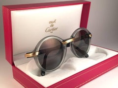 New Cartier Cabriolet Round Jade & Gold 49MM 18K Gold Sunglasses France 1990's