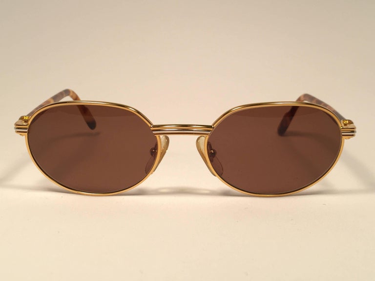 New Cartier Classic Oval Lueur 51mm Gold Plated Sunglasses Made in ...