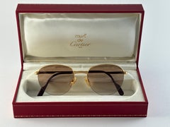 Nuovo Cartier Colisee Mezza Montatura 49mm Occhiali da Sole Oro 18k Francia