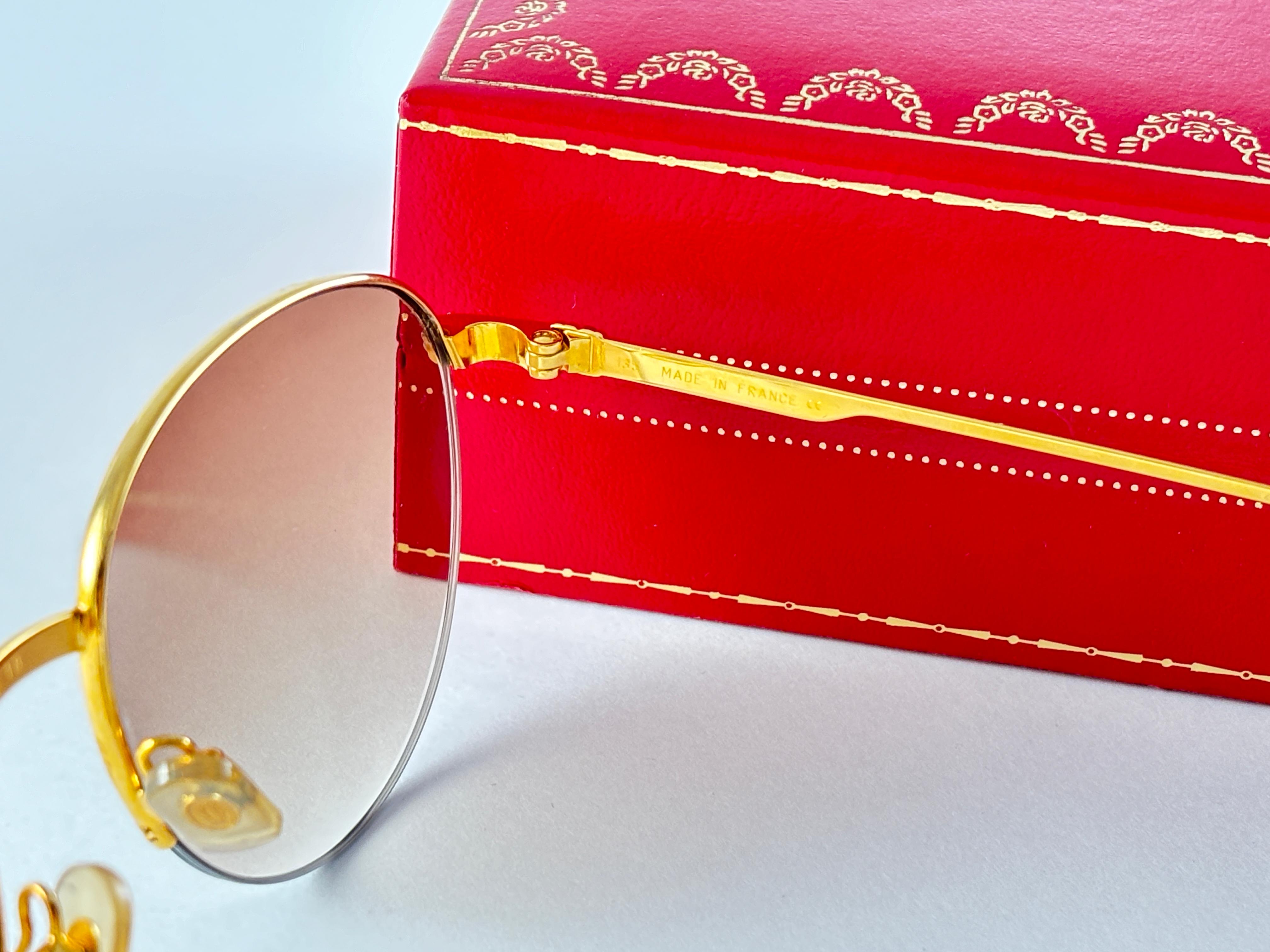 New Cartier Colisee Half Frame 49mm Sunglasses 18k Gold Sunglasses France Unisexe en vente