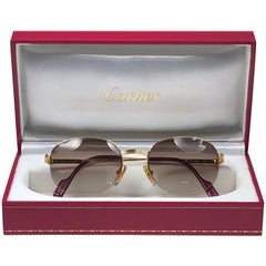 New Cartier Colisee Half Frame 49mm Sunglasses 18k Gold Sunglasses France