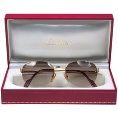 New Cartier Colisee Half Frame 49mm Sunglasses 18k Gold Sunglasses France