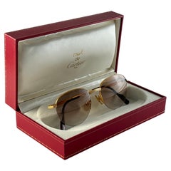 Neu Cartier Colisee Halbrahmen 49 mm Sonnenbrille 18k Gold Sonnenbrille Frankreich