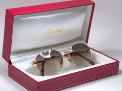 Neu Cartier Colisee Halbrahmen 51 mm Sonnenbrille 18k Gold Sonnenbrille Frankreich