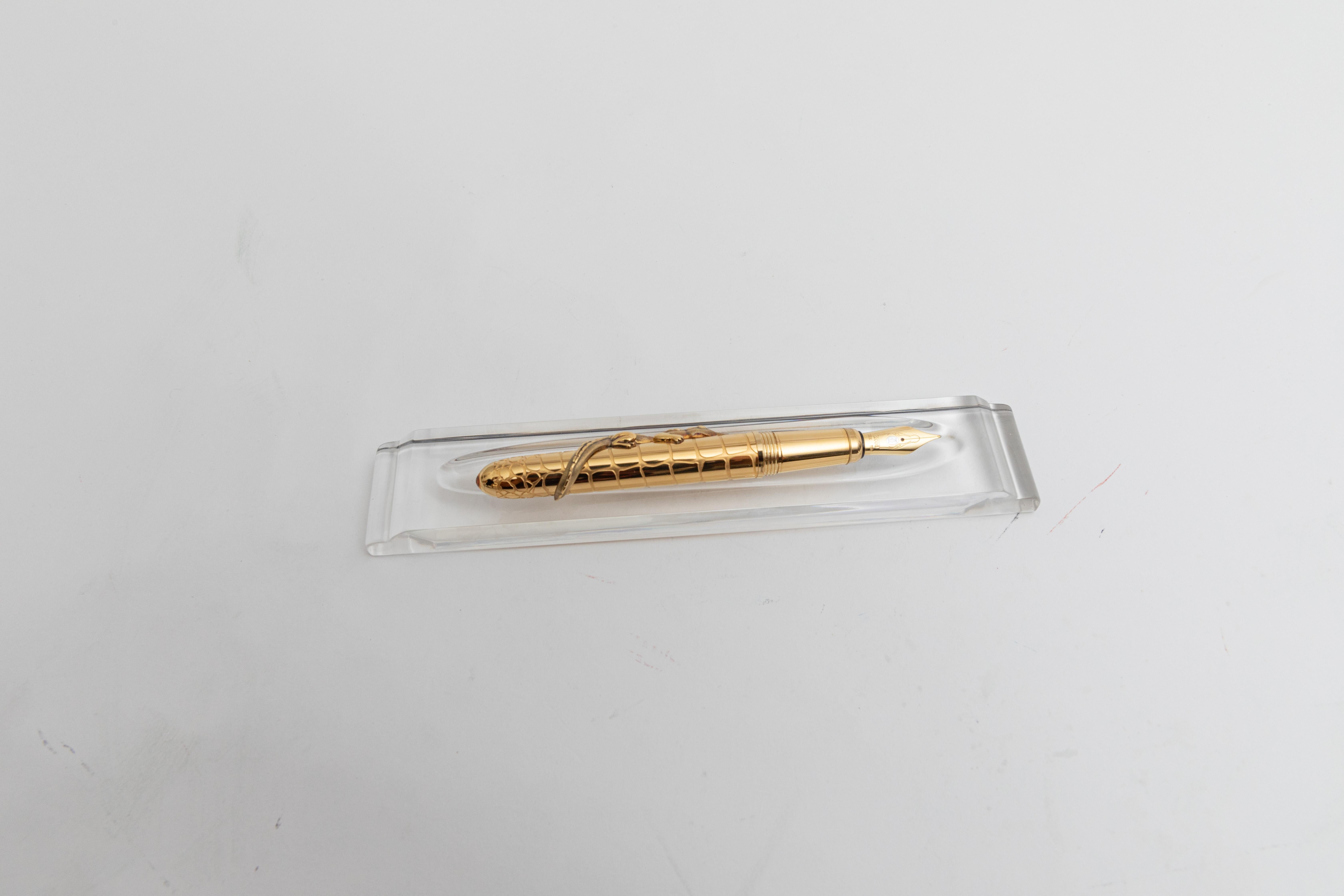 Neu Cartier Crocodile De Cartier Außergewöhnliche Gold Füllfederhalter Limited Edition 5