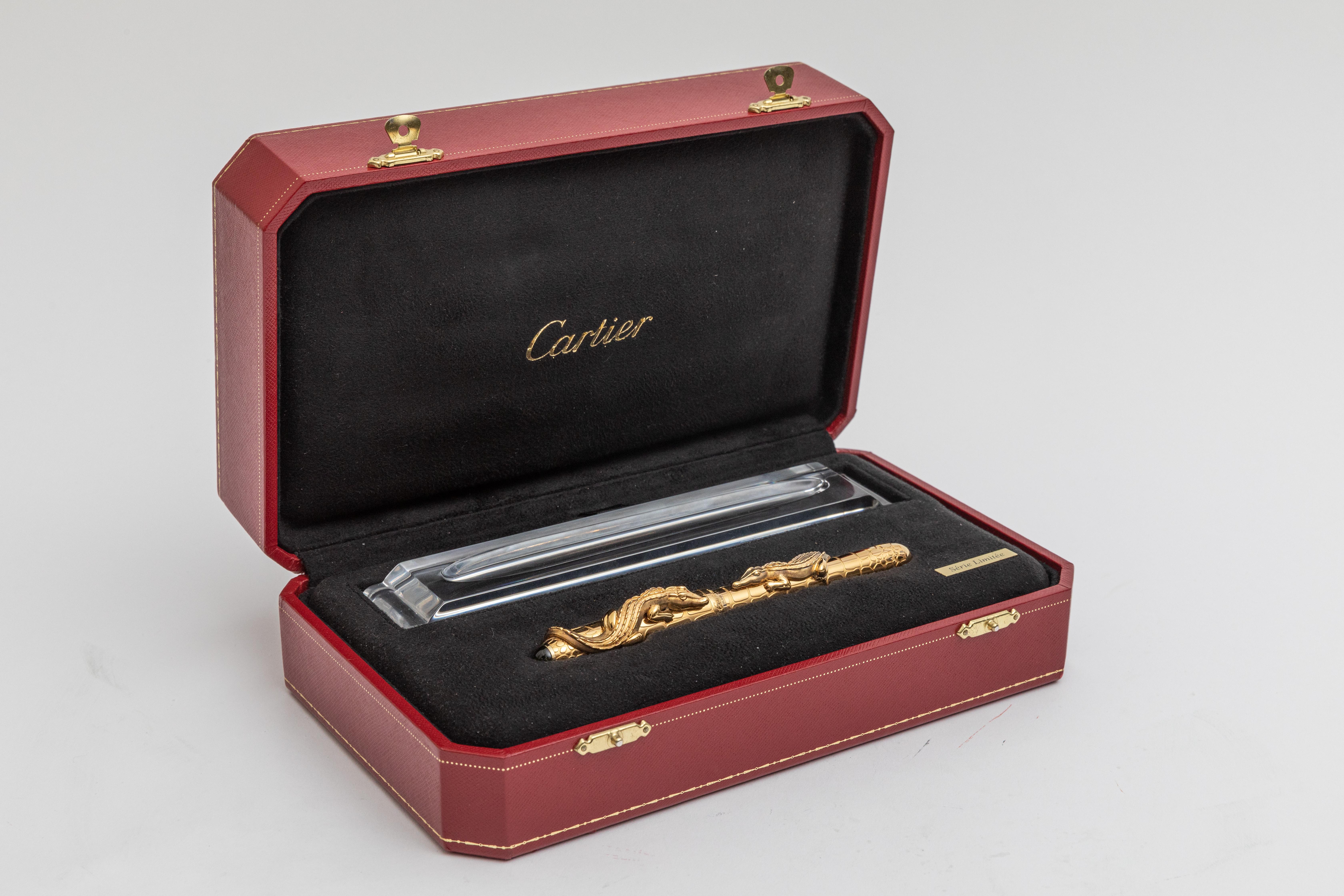 Neu Cartier Crocodile De Cartier Außergewöhnliche Gold Füllfederhalter Limited Edition 11