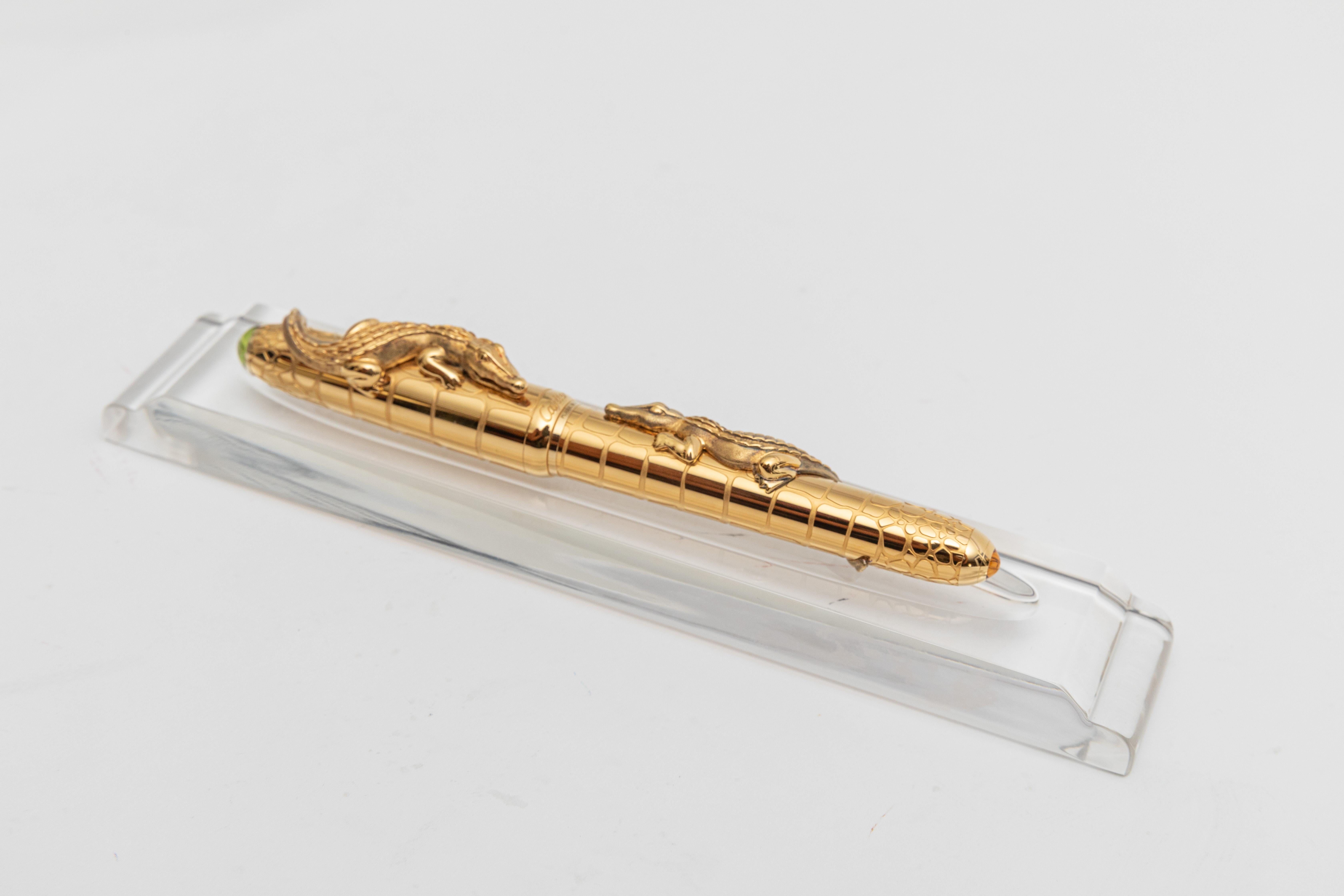 Women's or Men's New Cartier Crocodile De Cartier Exceptional Gold Fountain Pen Limited Edition