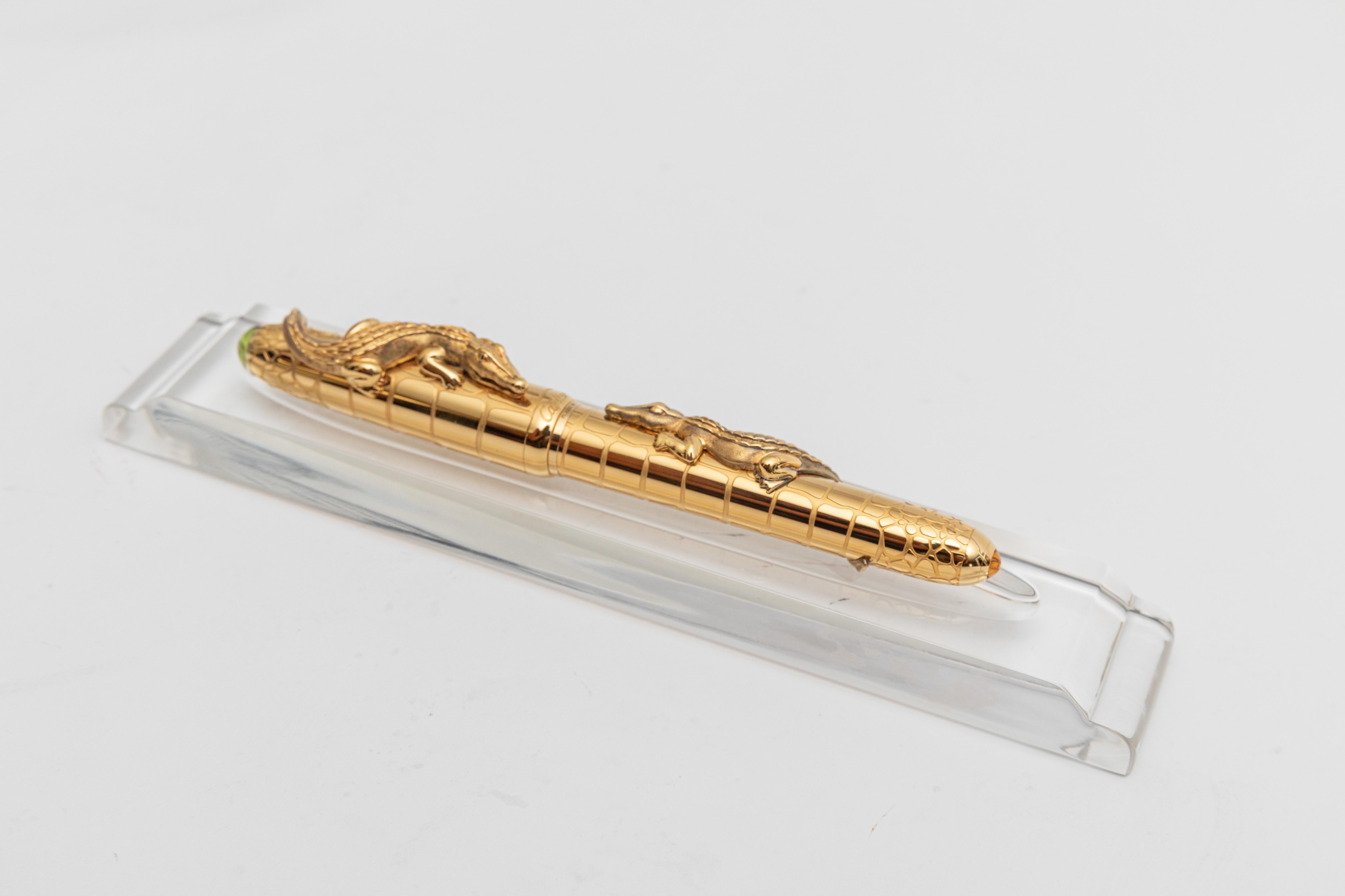 Neu Cartier Crocodile De Cartier Außergewöhnliche Gold Füllfederhalter Limited Edition 2