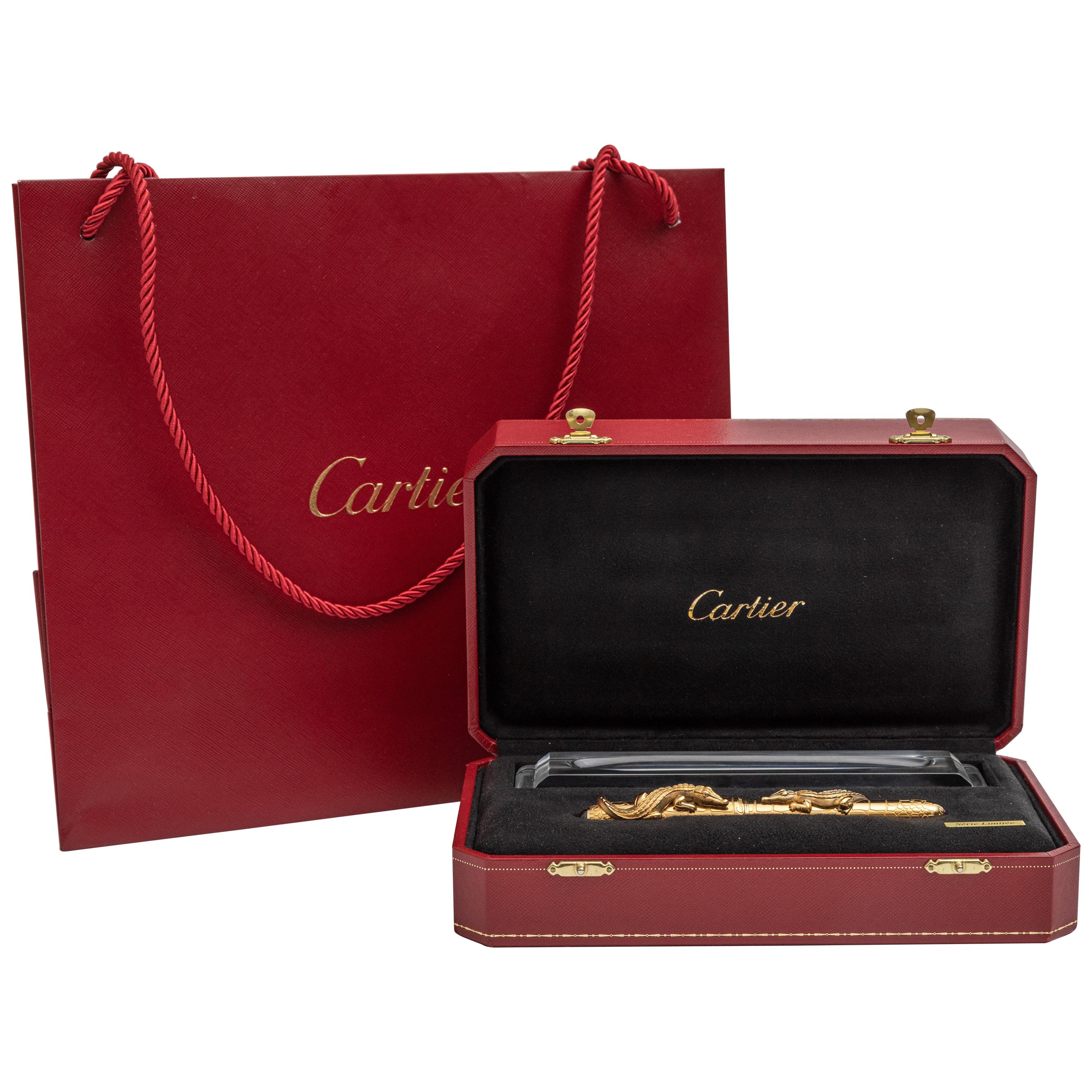 New Cartier Crocodile De Cartier Exceptional Gold Fountain Pen Limited Edition