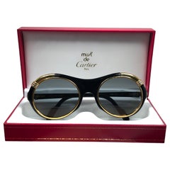 New Cartier Diabolo Gold & Black 53mm 24k Gold Sunglasses France