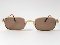 New Cartier Dreamer 48mm Brushed Gold Plated Brown Lenses Sunglasses France