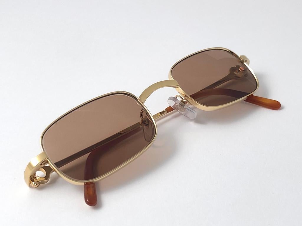  Nouveau Cartier Dreamer 50mm plaqué or brossé verres bruns Lunettes de soleil France Unisexe 