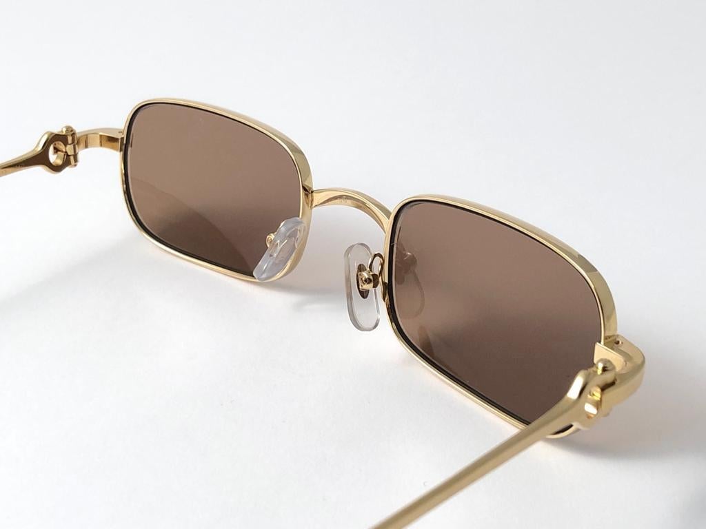 Nouveau Cartier Dreamer 50mm plaqué or brossé verres bruns Lunettes de soleil France 1