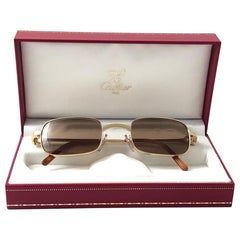 Nouveau Cartier Dreamer 50mm plaqué or brossé verres bruns Lunettes de soleil France